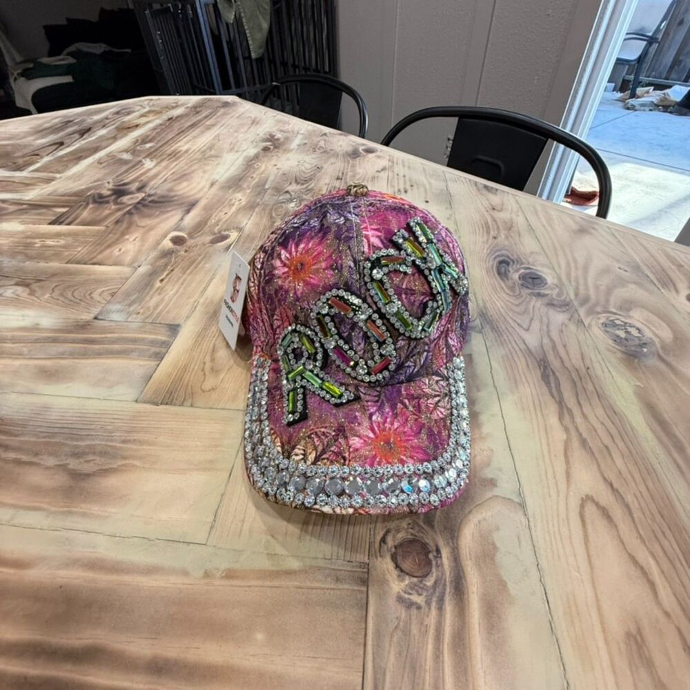 Rock Floral Rhinestone Baseball Cap - ROCK - Picture 6 of 8